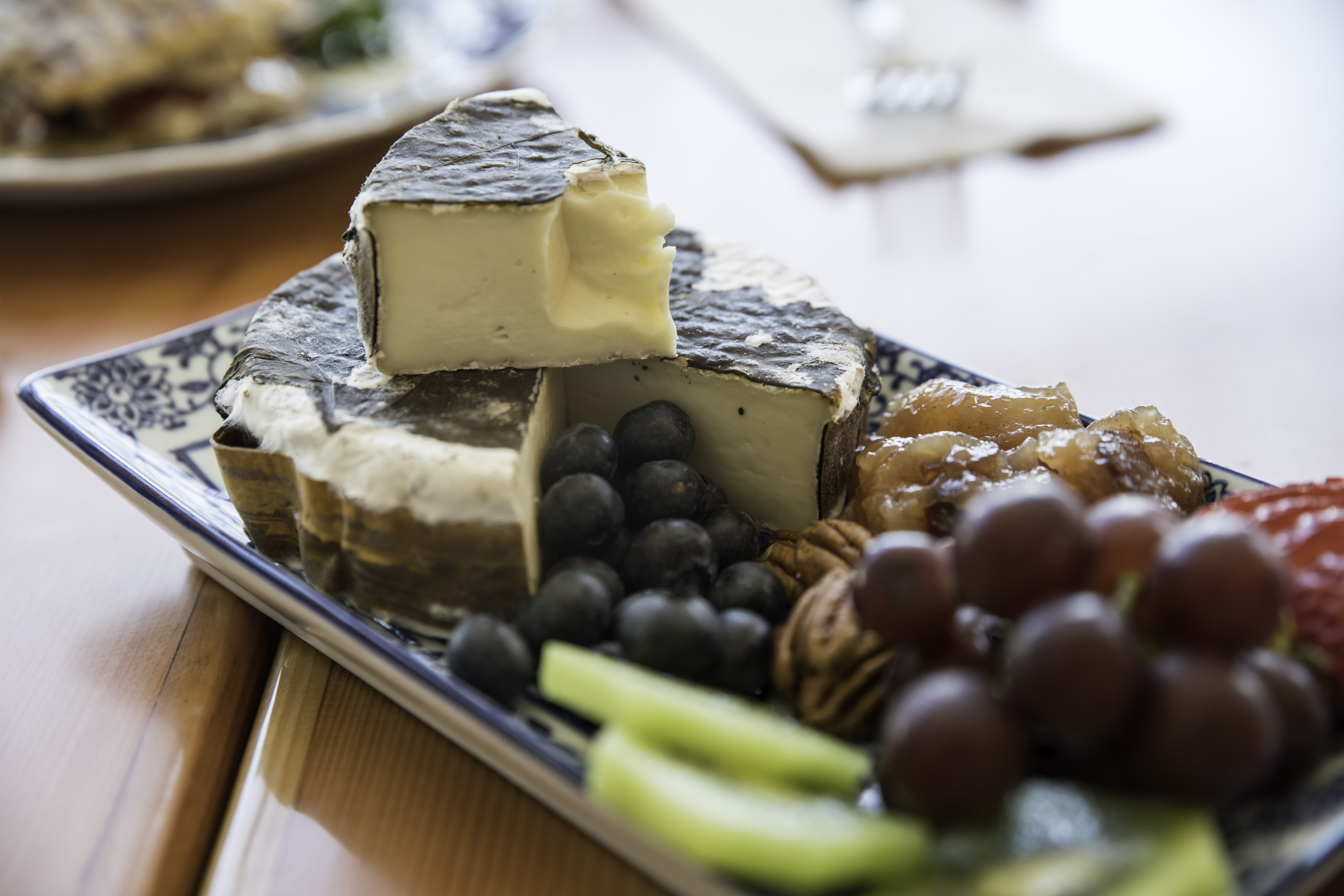 Brush Creek cheese on a board with fruit